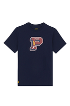 Kids Cotton Jersey Letterman T-Shirt